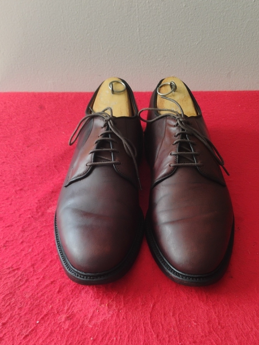 Men's Leather Plain-Toe Derby Shoes in Brown